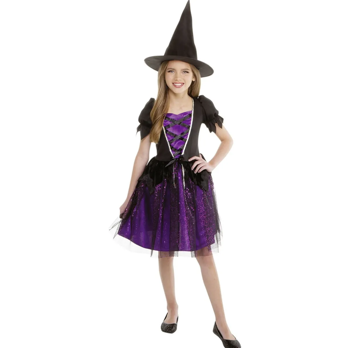 Sale Gifi Déguisement enfant Halloween sorcière noir et violet 7/10 ans