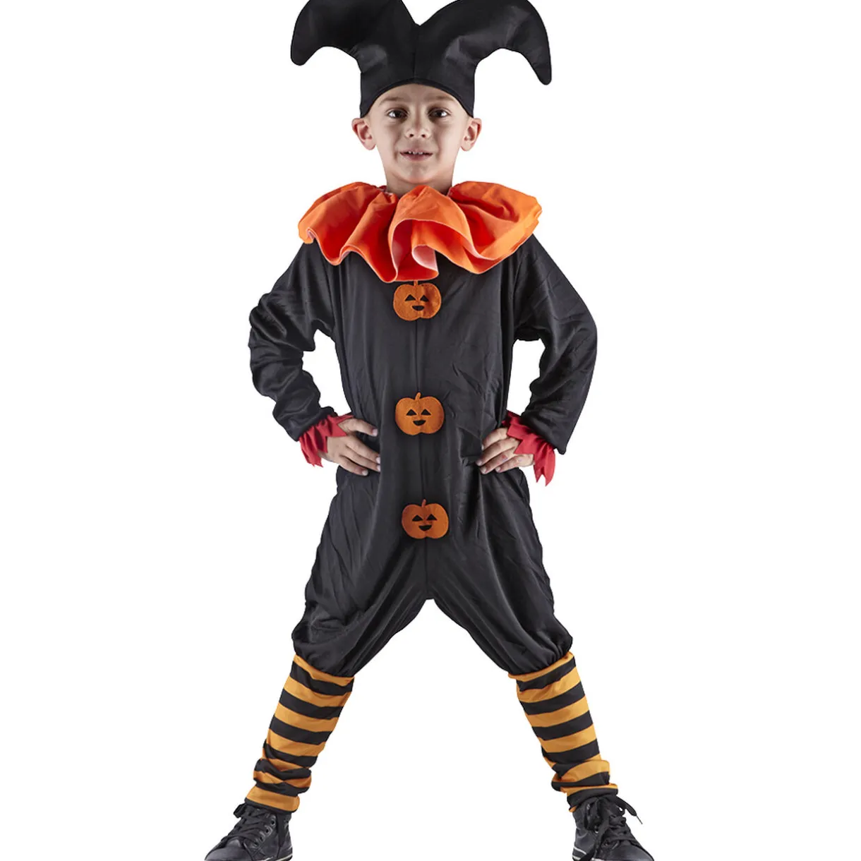 Clearance Gifi Déguisement enfant Halloween bouffon noir et orange 4/6 ans
