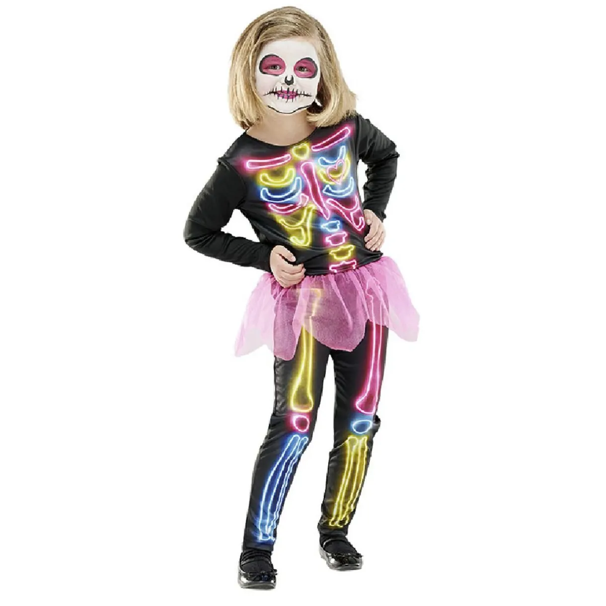 Clearance Gifi Déguisement enfant Halloween squelette noir et multicolore 7/10 ans