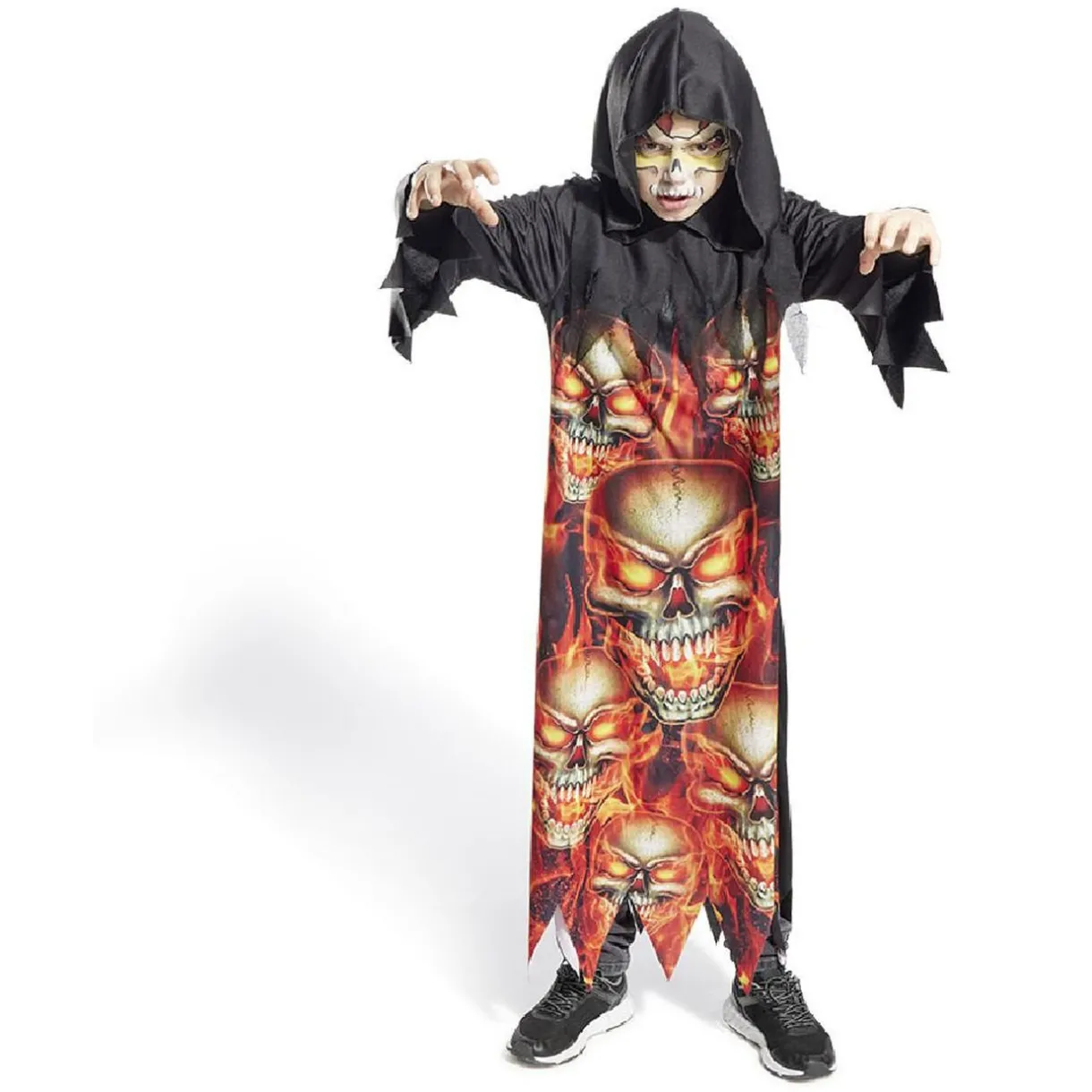 Clearance Gifi Déguisement enfant Halloween gardien tunique crâne flamme 7/10ans