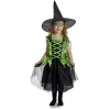 Best Gifi Déguisement enfant Halloween sorcière robe chapeau noir vert 4/6ans