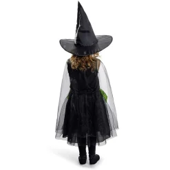 Outlet Gifi Déguisement enfant Halloween sorcière robe chapeau noir vert 7/10ans