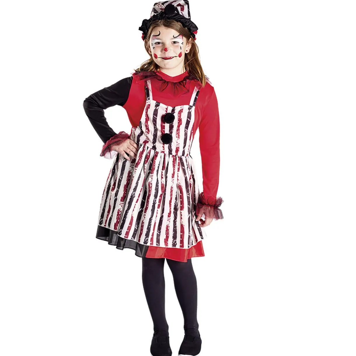 Best Gifi Déguisement enfant Halloween clown robe chapeau rouge noir 7/10ans
