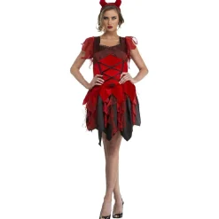 Sale Gifi Déguisement femme diablesse Halloween rouge noir taille M