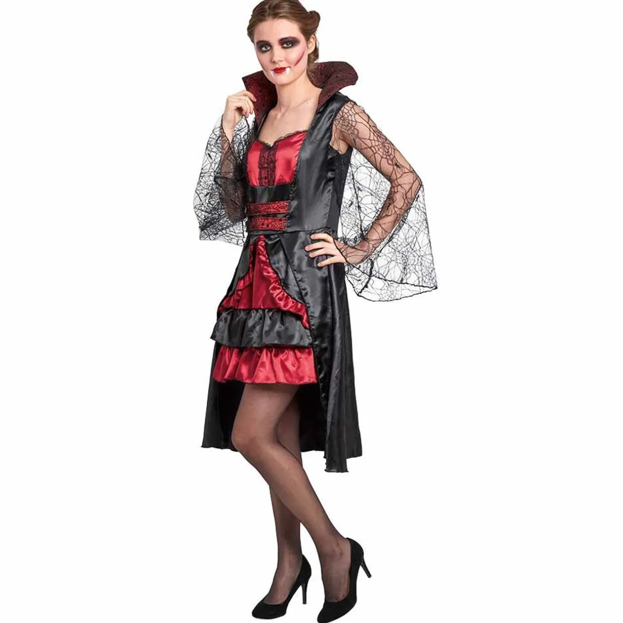 Best Gifi Déguisement femme vampire Halloween rouge noir taille L