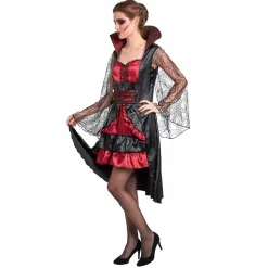Clearance Gifi Déguisement femme vampire Halloween rouge noir taille M