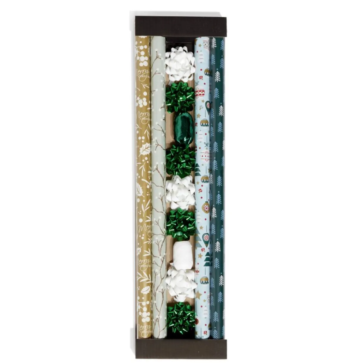 Gifi Ensemble papier cadeau Noël 2m x4 avec noeud x7 ruban x2 vert et blanc^ Loisirs Créatifs Et Emballage Cadeau