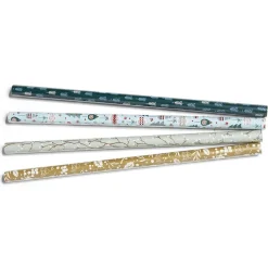 Gifi Ensemble papier cadeau Noël 2m x4 avec noeud x7 ruban x2 vert et blanc^ Loisirs Créatifs Et Emballage Cadeau