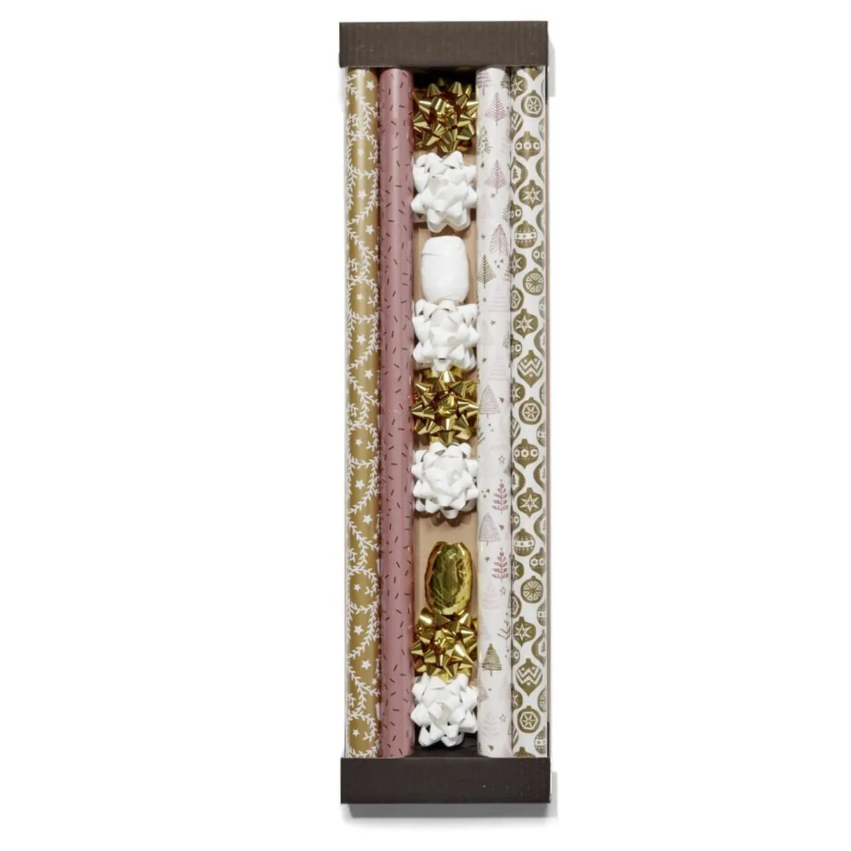 Gifi Ensemble papier cadeau Noël 2m x4 avec noeud x7 ruban x3 doré et blanc^ Loisirs Créatifs Et Emballage Cadeau