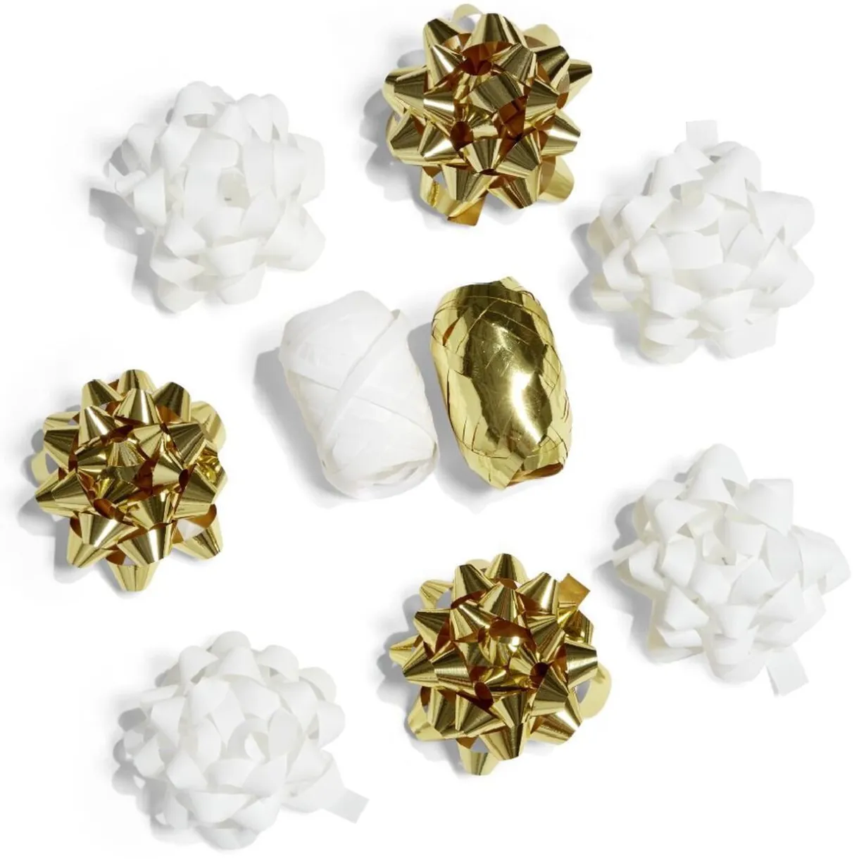 Gifi Ensemble papier cadeau Noël 2m x4 avec noeud x7 ruban x3 doré et blanc^ Loisirs Créatifs Et Emballage Cadeau