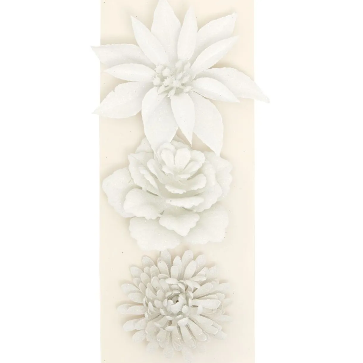 Hot Gifi Fleur blanche à paillettes à suspendre Noël x3