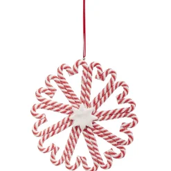 Gifi Flocon à suspendre sucre d'orge pailleté rouge et blanc Ø12 cm^ Décoration Sapin