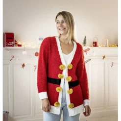 Gifi Gilet de Noël rouge adulte - Taille unique^ Déguisement Et Tenue De Noël