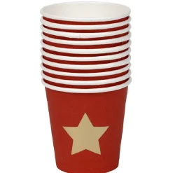 Best Gifi Gobelet à café en carton rouge motif étoile doré x10