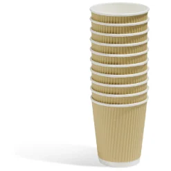 Sale Gifi Gobelet cartonné extérieur cannelé beige et blanc 20 cl x10