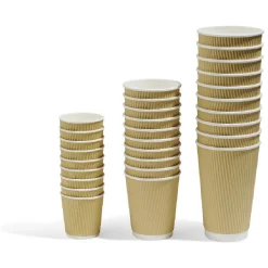 Sale Gifi Gobelet cartonné extérieur cannelé beige et blanc 20 cl x10