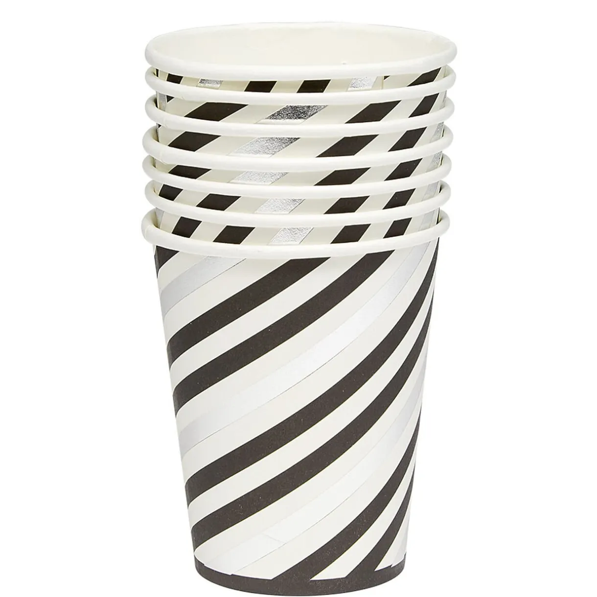 Sale Gifi Gobelet en carton à rayures blanc noir et argent x 8