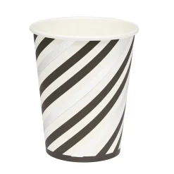 Sale Gifi Gobelet en carton à rayures blanc noir et argent x 8