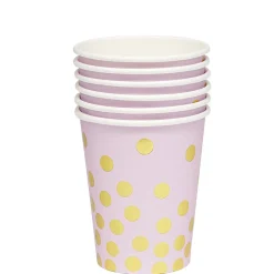 Clearance Gifi Gobelet en carton à rayures rose et doré à poids x 8