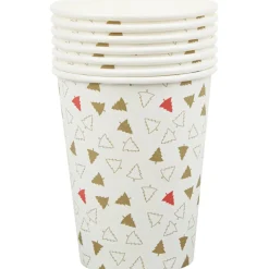 Sale Gifi Gobelet en carton blanc design sapins x10