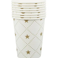 Sale Gifi Gobelet en carton blanc design étoiles dorées x10