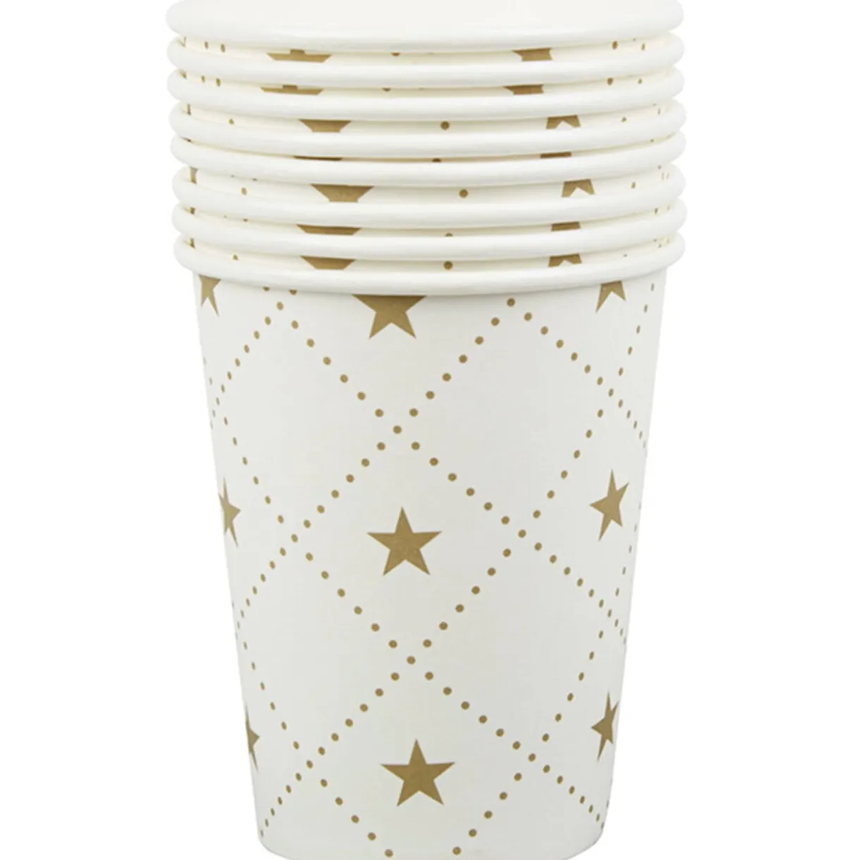 Sale Gifi Gobelet en carton blanc design étoiles dorées x10