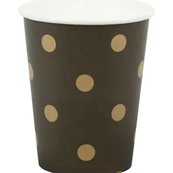 Clearance Gifi Gobelet en carton noir design pois dorés x10