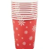 Best Gifi Gobelet en carton rouge design flocons blancs x10