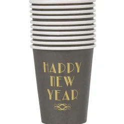Clearance Gifi Gobelet jetable noir design Happy New year x10