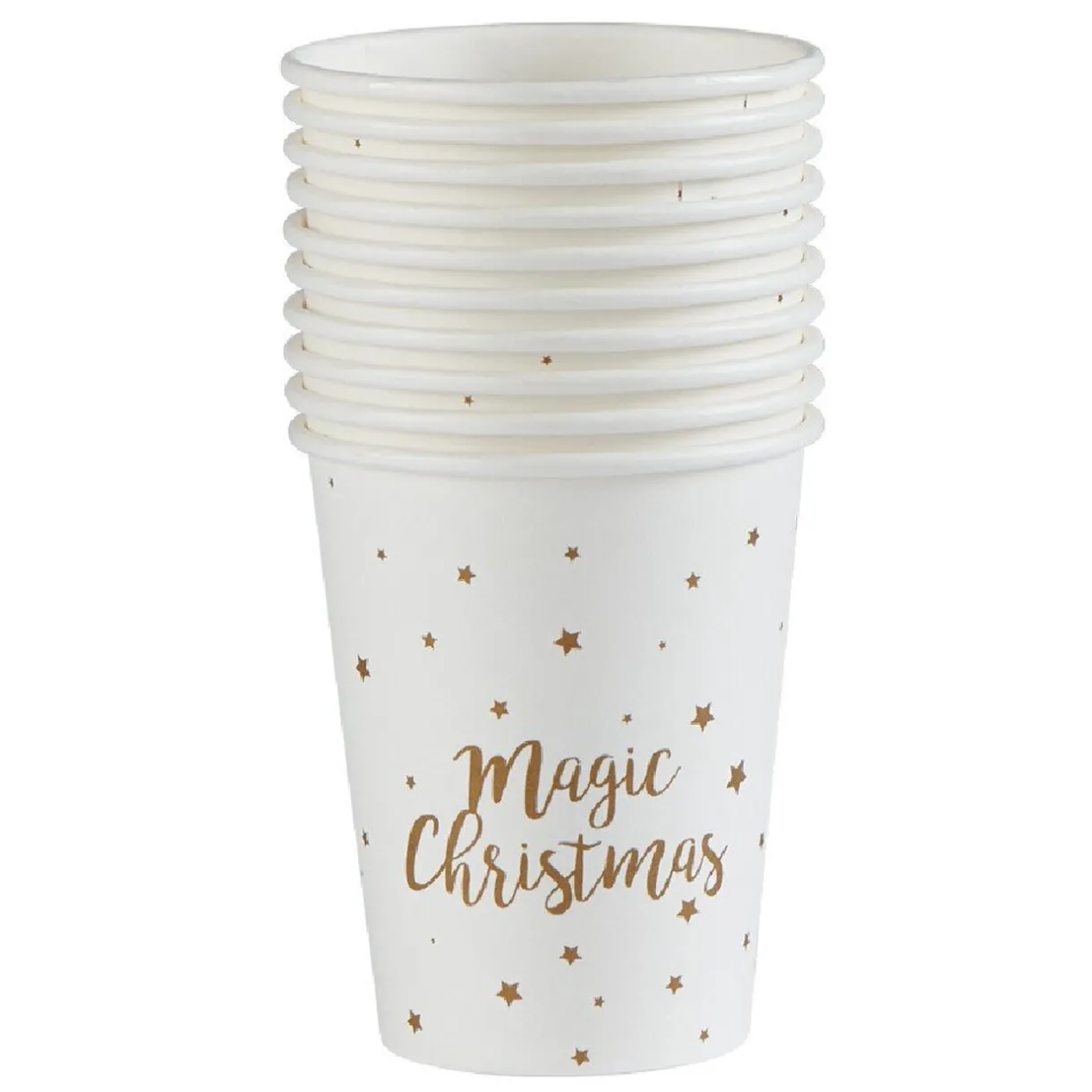 Clearance Gifi Gobelet jetable Noël Magic Christmas blanc doré 25cl x10