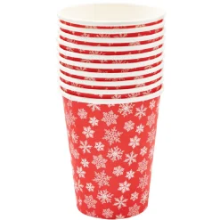 Clearance Gifi Gobelet jetable Noël motif flocon rouge et blanc 25 cl x10