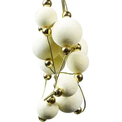Gifi Guirlande de boules en mousse blanche et dorée L120 cm^ Décoration Sapin