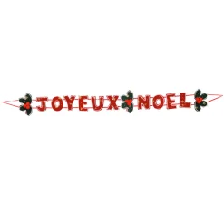 Gifi Guirlande de Noël rouge inscription Joyeux Noël^ Décoration Sapin