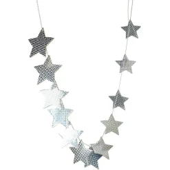Gifi Guirlande de Noël étoiles en bois argenté^ Décoration Sapin
