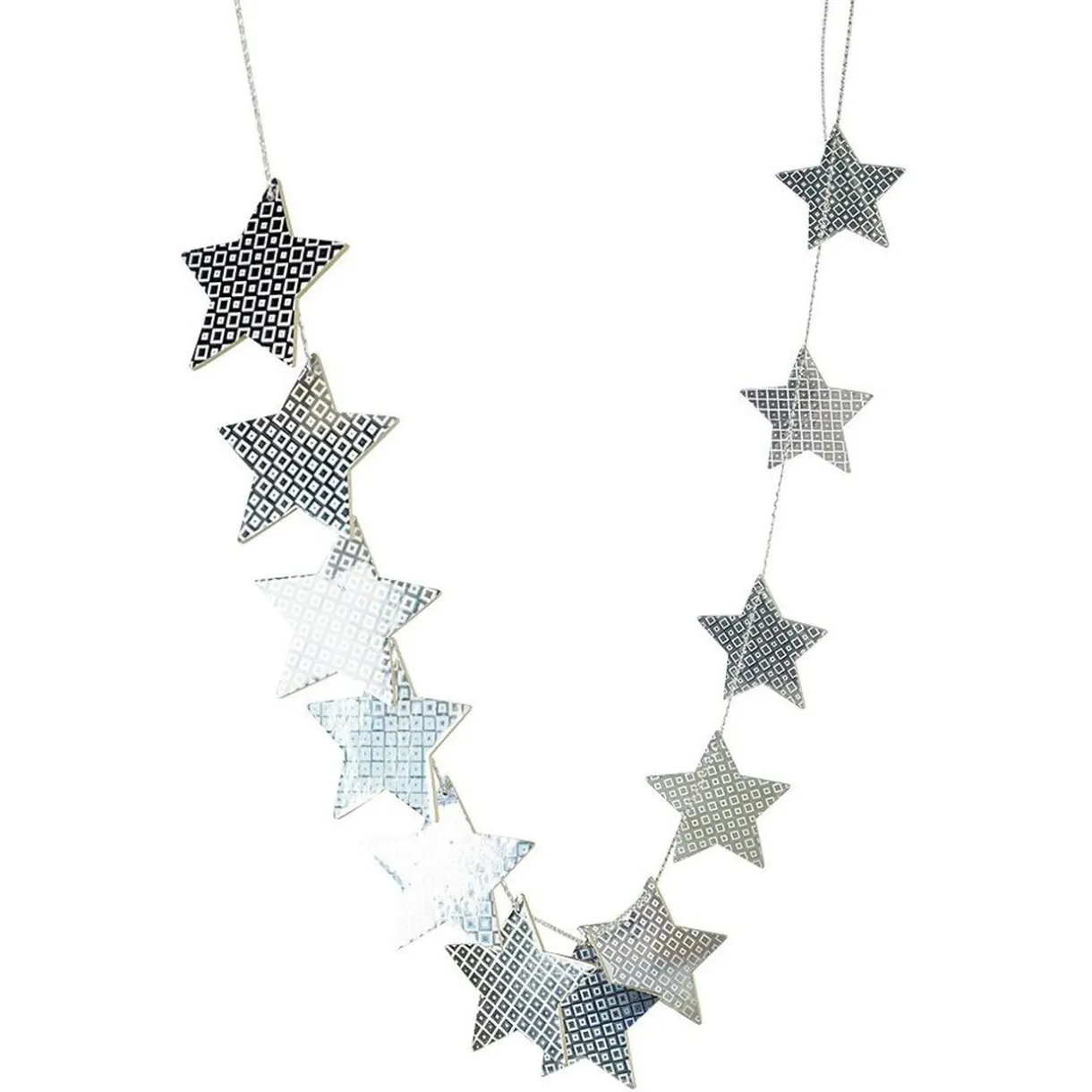 Gifi Guirlande de Noël étoiles en bois argenté^ Décoration Sapin