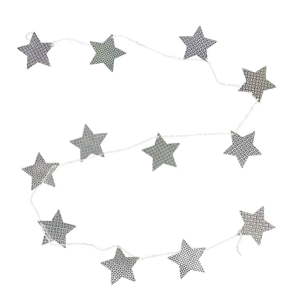 Gifi Guirlande de Noël étoiles en bois argenté^ Décoration Sapin