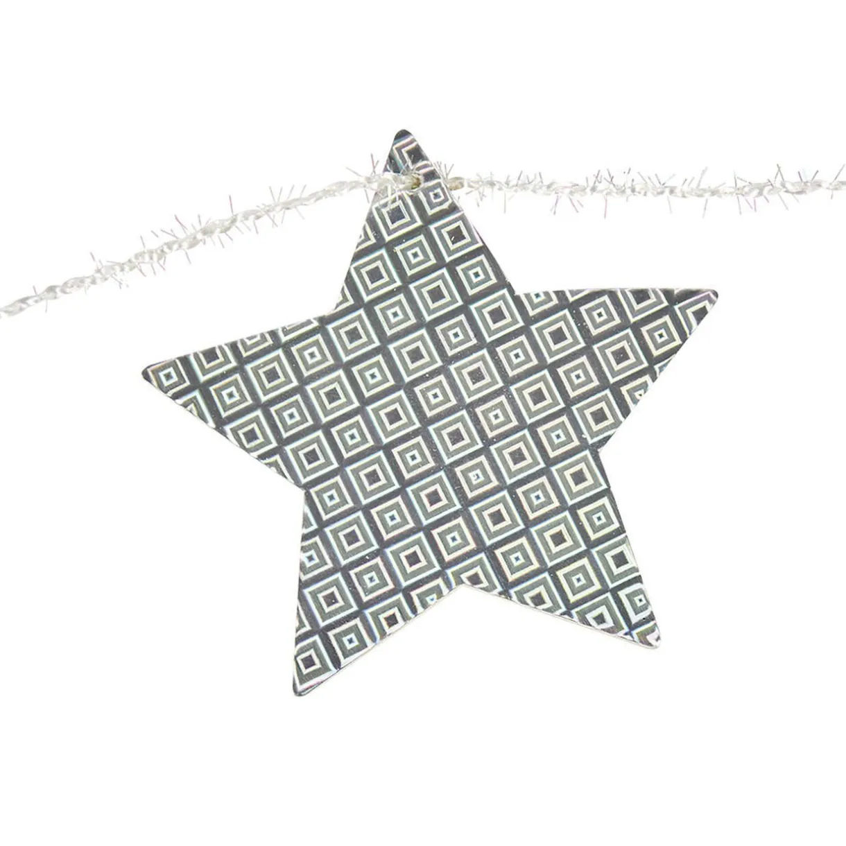 Gifi Guirlande de Noël étoiles en bois argenté^ Décoration Sapin