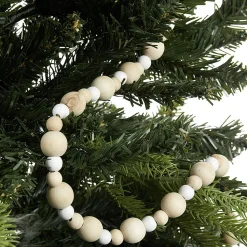 Gifi Guirlande de perles en bois beige naturel^ Décoration Sapin