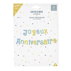 New Gifi Guirlande Joyeux anniversaire bleu, vert et jaune