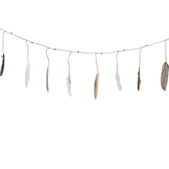 Gifi Guirlande plumes Noël blanc marron L. 1 m^ Décoration Sapin