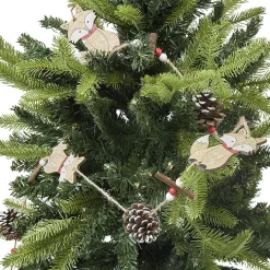 Gifi Guirlande pommes de pin renards Noël beige rouge L. 1,2 m^ Décoration Sapin