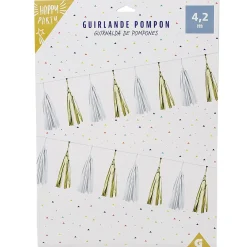 New Gifi Guirlande pompon en papier jaune et blanc