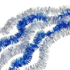 New Gifi Guirlandes de Noël scintillantes argentées et bleues x5