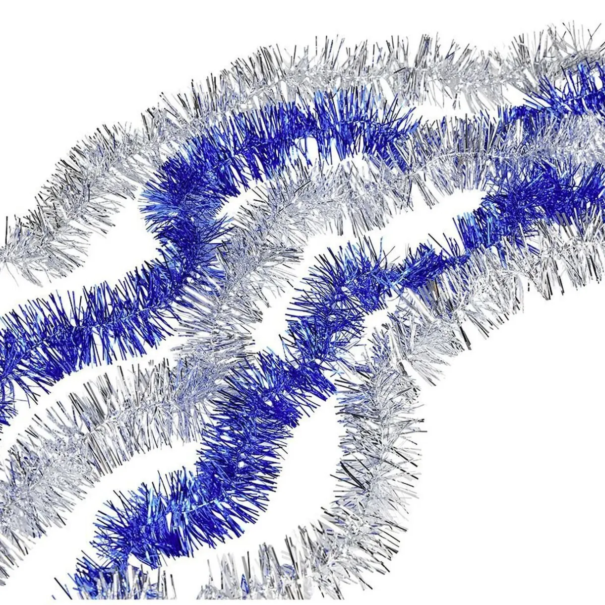 New Gifi Guirlandes de Noël scintillantes argentées et bleues x5