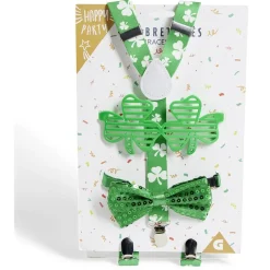 Clearance Gifi Kit bretelles, lunettes et noeud papillon Saint-Patrick vert