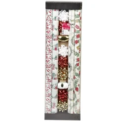 Gifi Kit complet noeud bolduc papier cadeau blanc argentée doré^ Loisirs Créatifs Et Emballage Cadeau