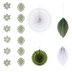 Outlet Gifi Kit décoration thème nature vert et blanc 6 pièces