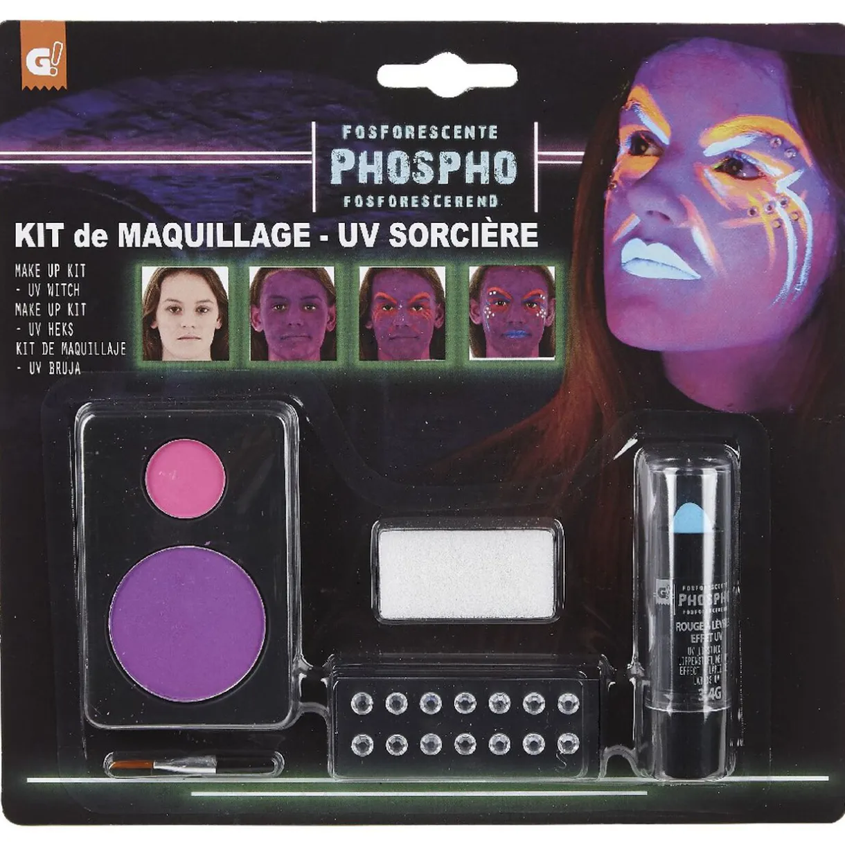 Clearance Gifi Kit de maquillage phosphorescent fluo sorcière Halloween