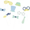 Outlet Gifi Kit festif photobooth bleu vert jaune 10 pièces