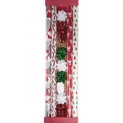 Gifi Kit papier cadeau x4 bolduc x2 noeud x7 motif tradition^ Loisirs Créatifs Et Emballage Cadeau